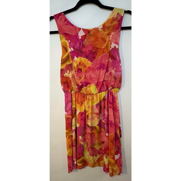 Alice + Olivia Watercolor Floral Silk Sundress Size XS Pink Yellow Coquette - Picture 7 of 14